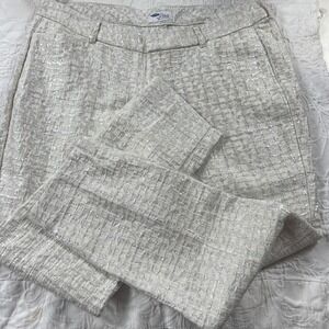 Ivory Sparkle Cropped Pants‎ 12 Y2K Party Lightweight Shiny Dressy Metallic